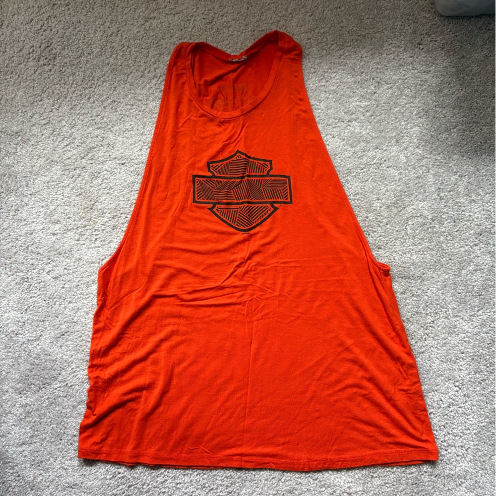 Harley Davidson Orange Tank Top with Logo